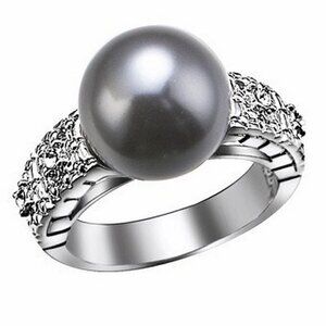 Cubic Zirconia Bridal Faux Pearl of Wisdom Classic Bridesmaid Wedding Women Ring
